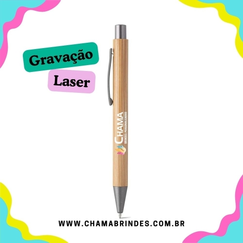 ELLIOT. Esferográfica em bambu com escrita em azul-81009