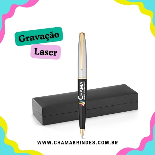 LOUVRE. Esferográfica em metal e elementos banhados a ouro com escrita em preto-91489