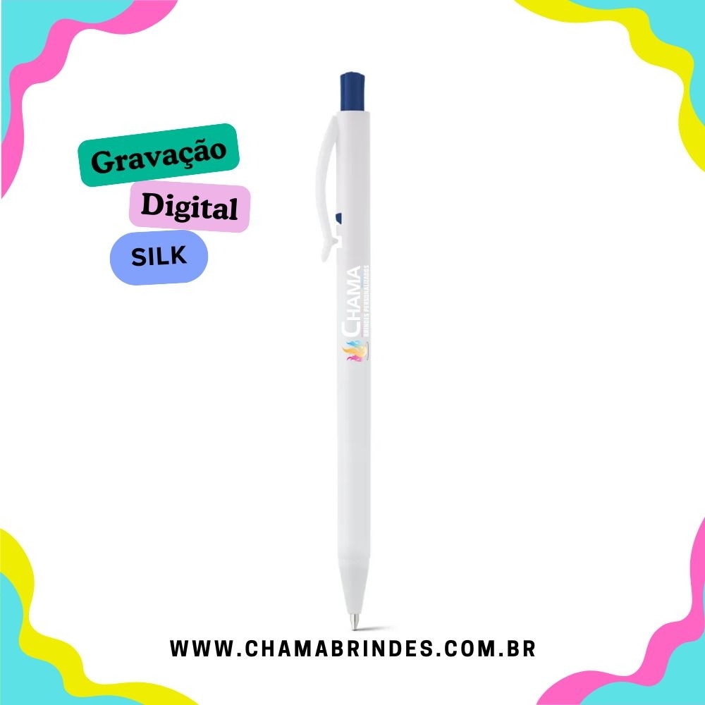 LANA WHITE. Esferográfica em ABS com acabamento brilhante e escrita em azul-81123