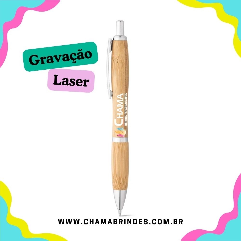 NICOLE. Esferográfica em bambu com escrita em preto-81010