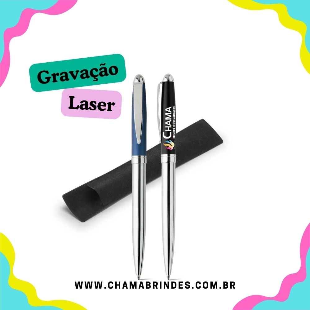 PLATA. Esferográfica em metal e escrita em azul-91008