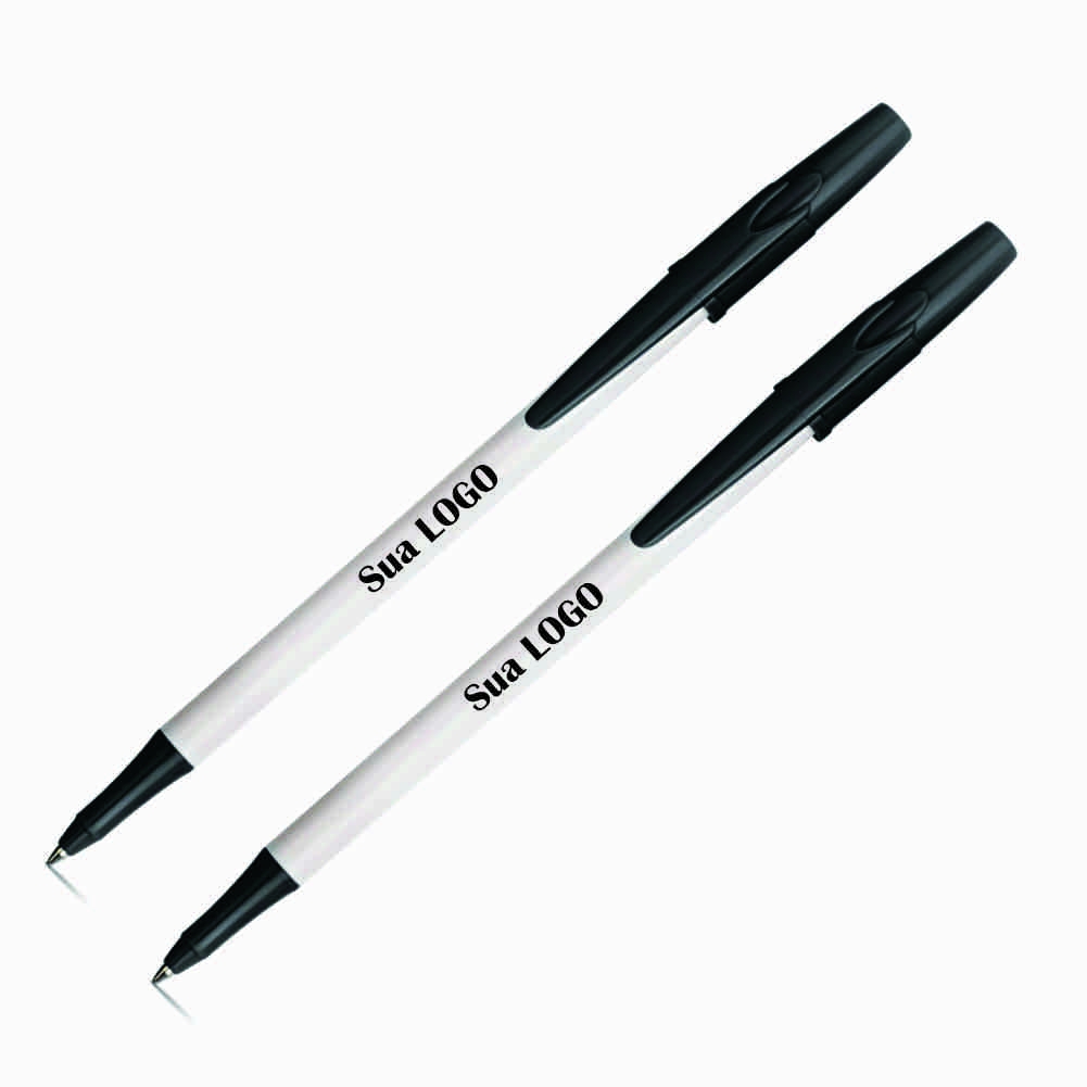 CANETA ESCRITA PRETA 2 UN. 1 ESTOJO ABA PVC