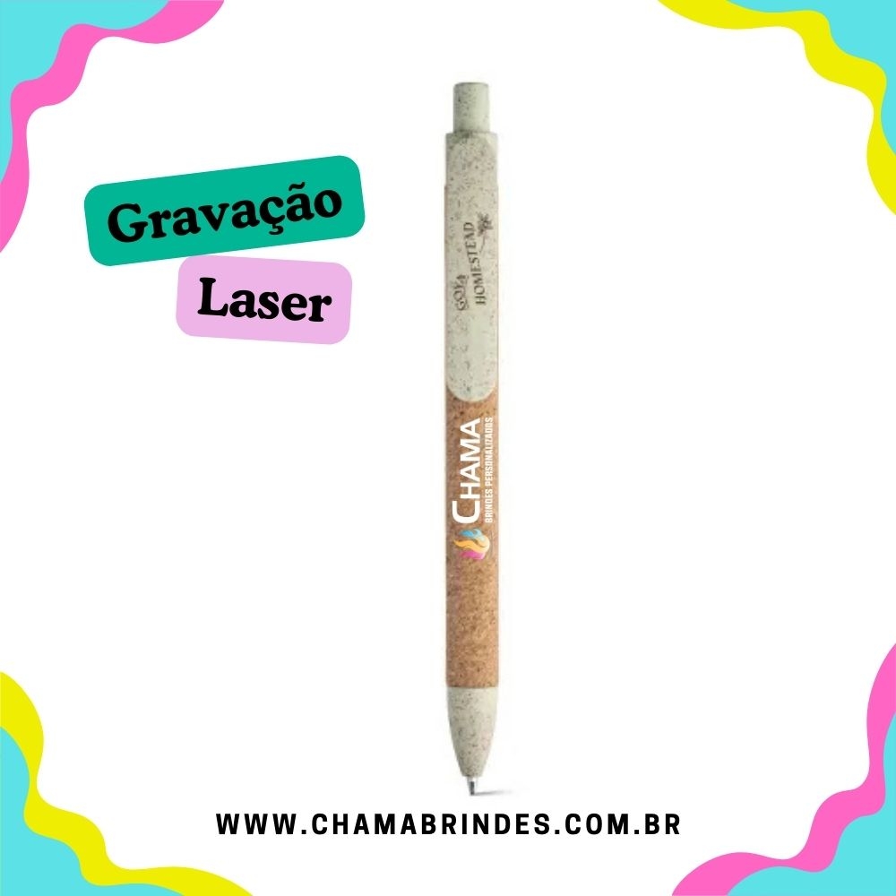 GOYA. Esferográfica em cortiça, fibra de palha de trigo e PP com escrita em azul