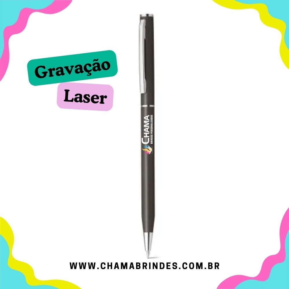 LESLEY METALLIC. Esferográfica em alumínio e escrita em azul