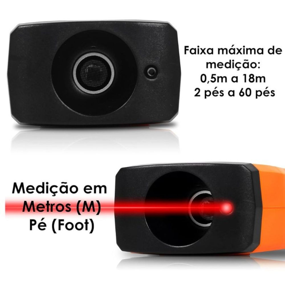 Trena Digital A Laser Com Nível Bolha 18M