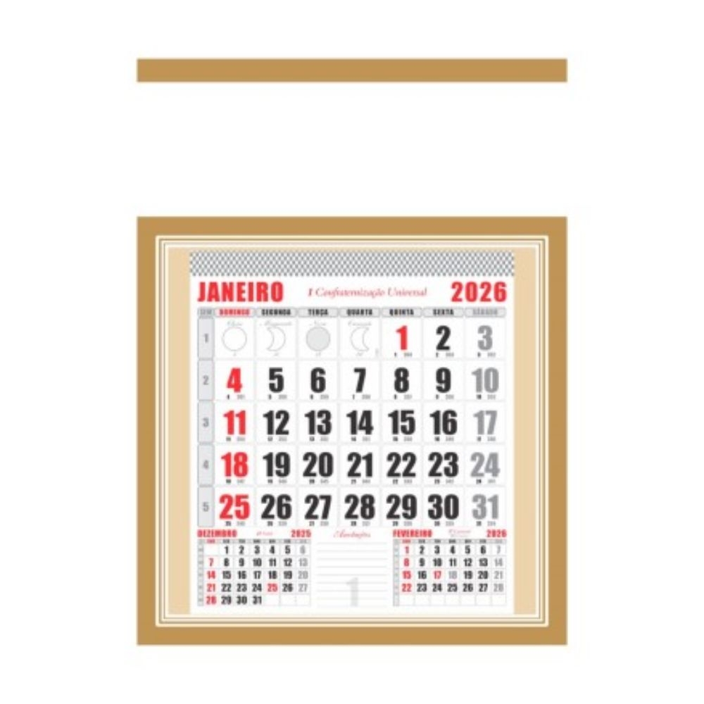 calendário Folhinha Comercial Grande com Furo