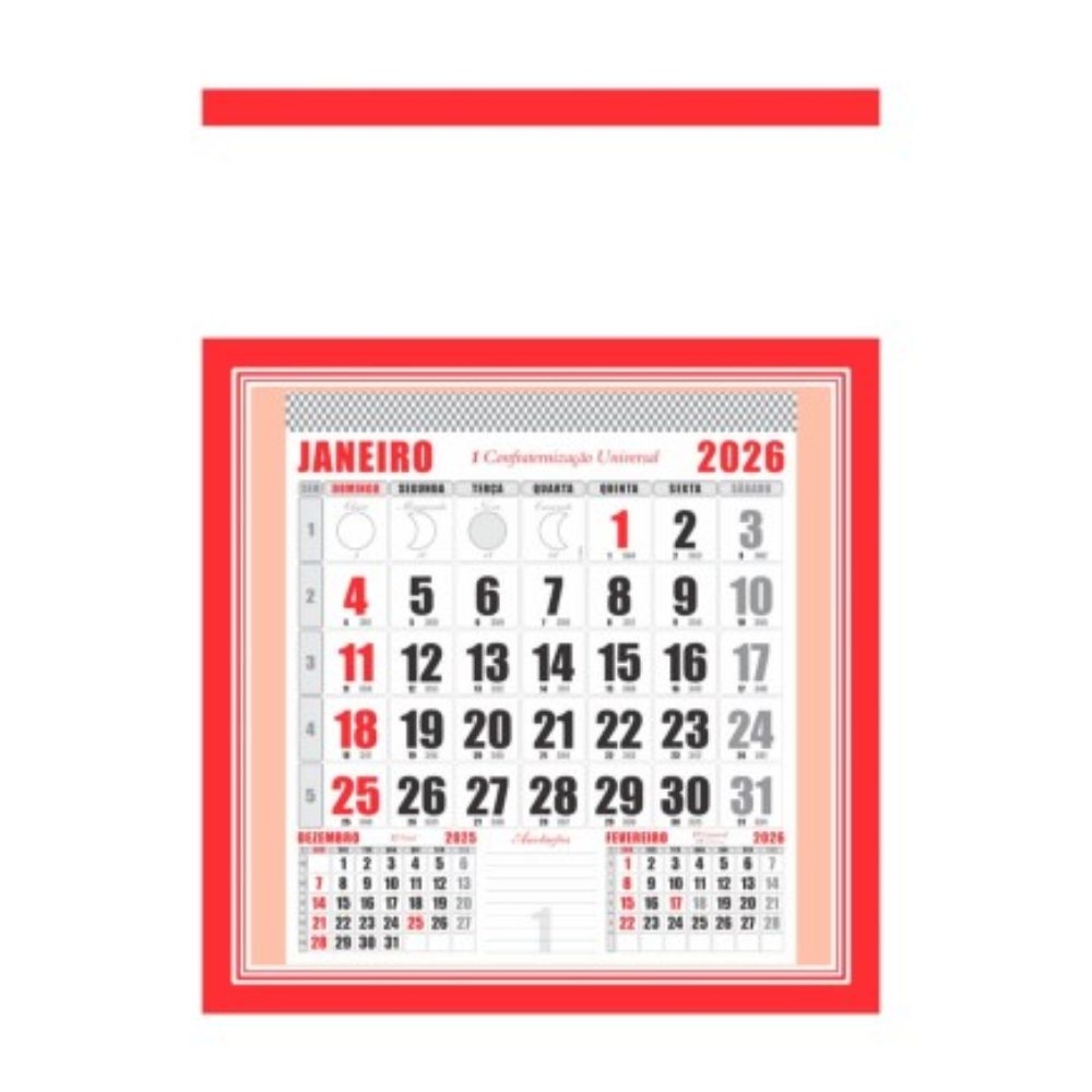 calendário Folhinha Comercial Grande com Furo