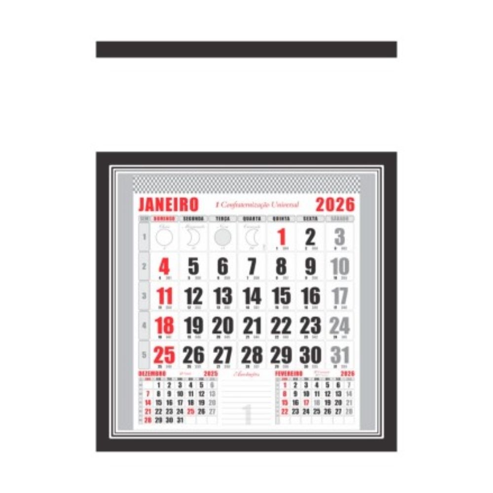 calendário Folhinha Comercial Grande com Furo